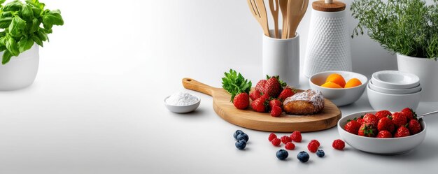 Kuchnia z naczyniami i składnikami